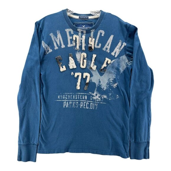 Abercrombie Fitch Mens S  Top Long Sleeve Vintage Embroidered Eagle 77 - Picture 1 of 10
